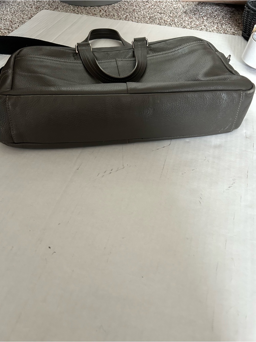 Coach Metropolitan Gray Leather Messenger Briefcase with Shoulder Strap - Picture 11 of 14